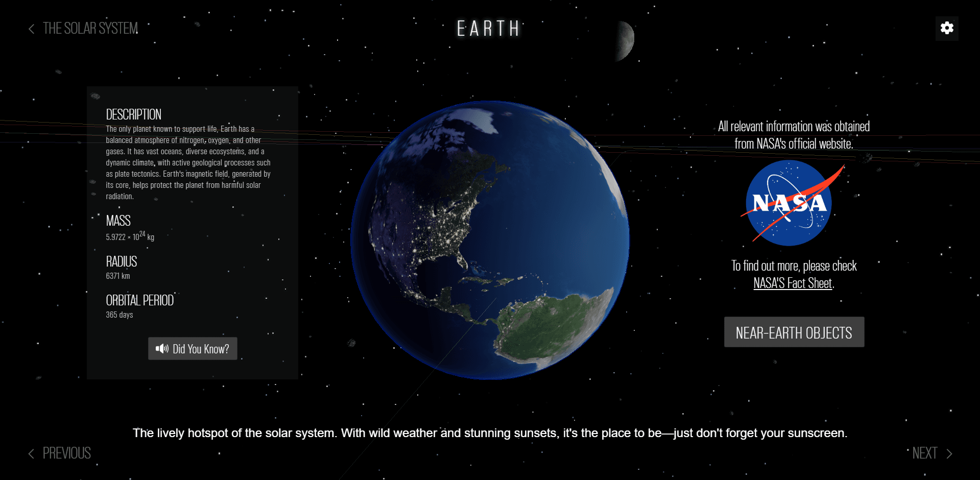 3D Space Orrery Web App - NASA Space Apps Hackathon